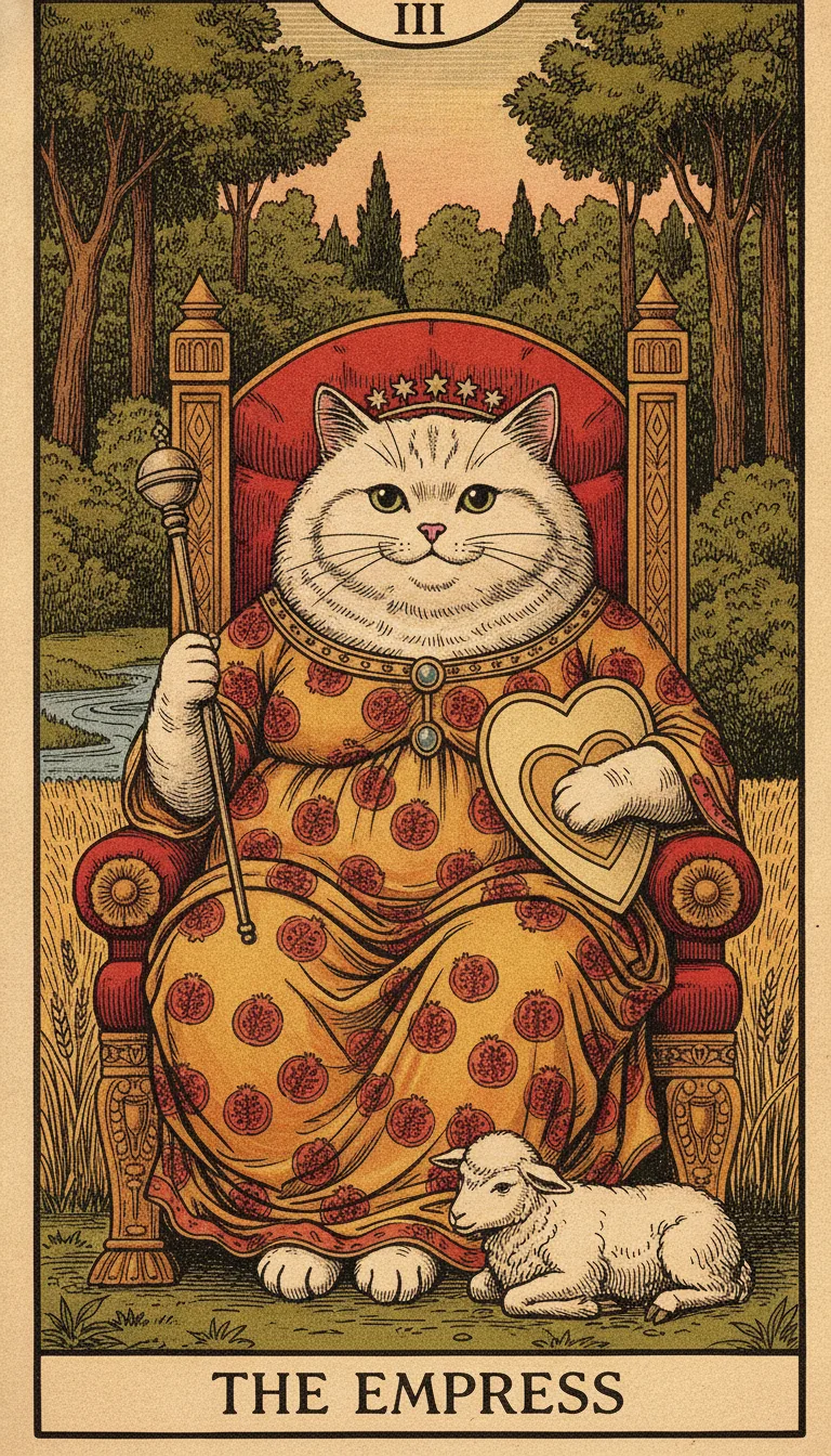Tranh lá bài III - The Empress — phiên bản mèo béo của Tiệm Tarot